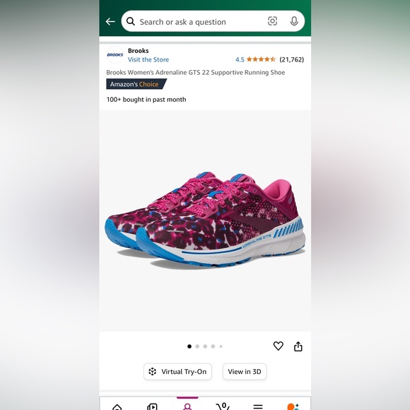 Brooks Women's Adrenaline GTS 22 Supportive Running Shoe - size 7.5 - Picture 2 of 6